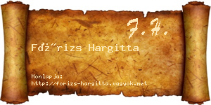 Fórizs Hargitta névjegykártya